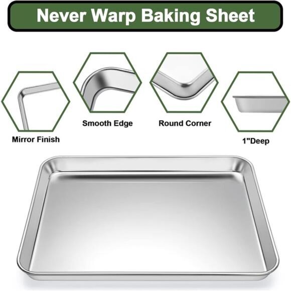 EWFEN Baking Set: Stainless Steel Sheet Pan with Cooling Rack & Silicone Mat - Picture 3 of 16